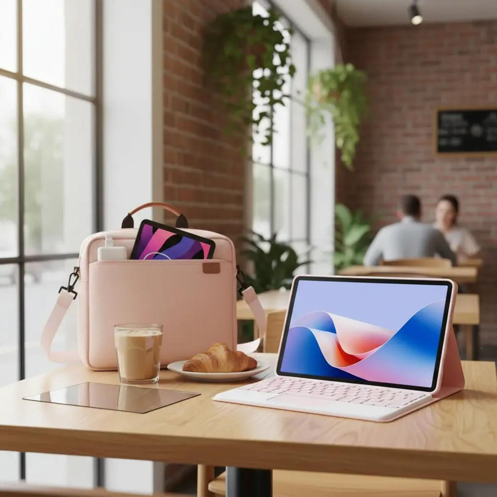 Estuche Teclado Trackpad Para Xiaomi Redmi Pad 2 Rosa+Bolso+Vidrio img #3