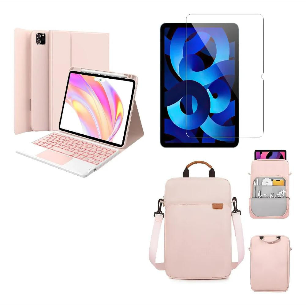 Estuche Teclado Trackpad Para Ipad A16 2025 Rosa+Bolso+Vidrio img #1