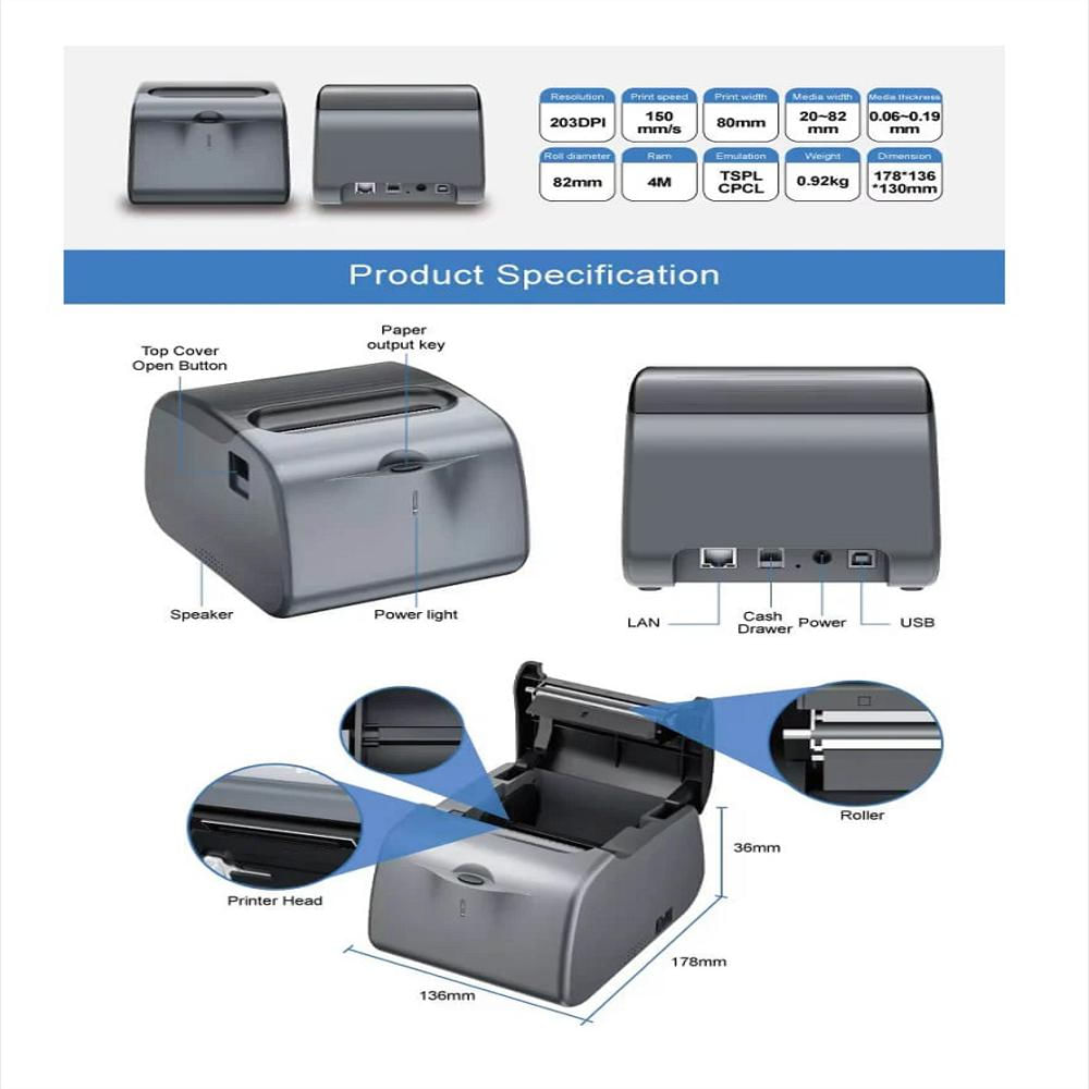 Impresora Térmica De Etiquetas 80 Mm Con Bluetooth img #5
