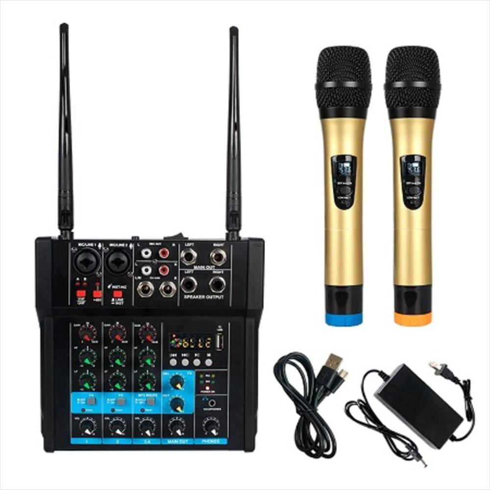 Mezcladora De Audio De 4 Canales Con Amplificador Y 2 Micrófonos img #1