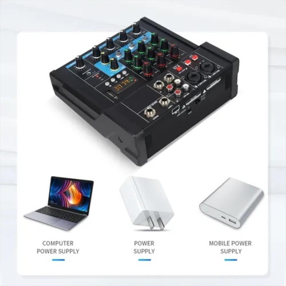 Mezcladora De Audio De 4 Canales Con Amplificador Y 2 Micrófonos img #2