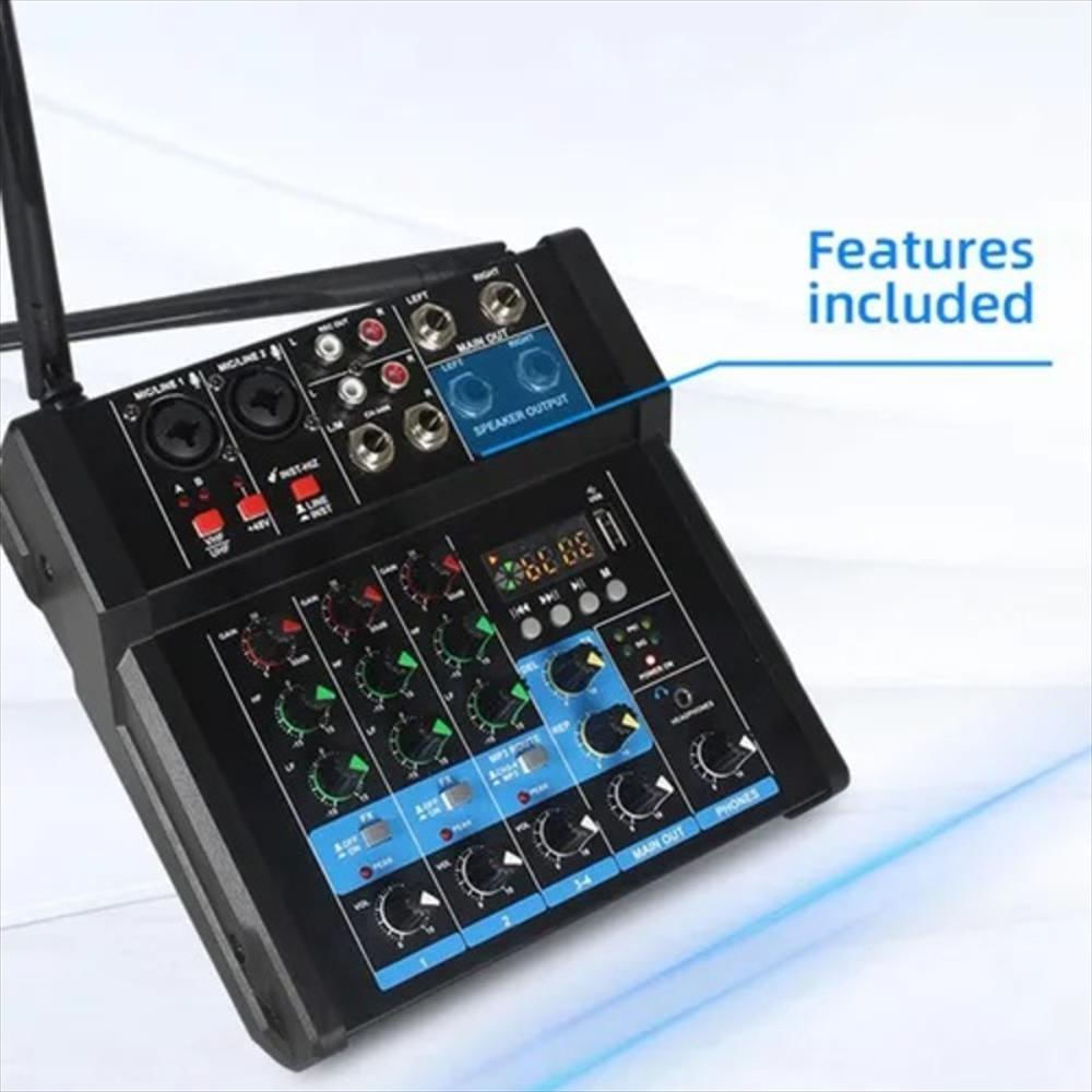 Mezcladora De Audio De 4 Canales Con Amplificador Y 2 Micrófonos img #5