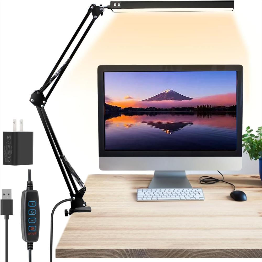 Lámpara De Escritorio Elitun Led Ajustable 3 Modos De Color 10 Niveles De Brillo Con Abrazadera img #1