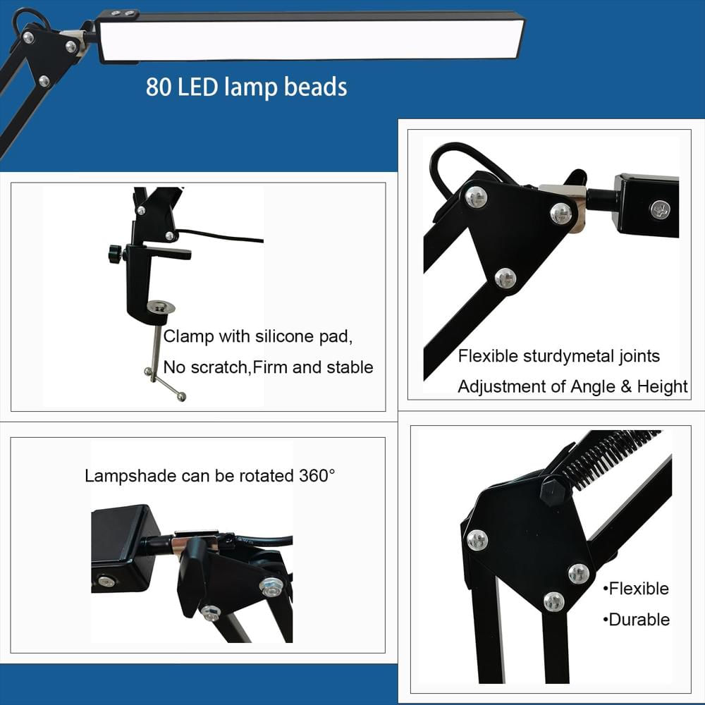 Lámpara De Escritorio Elitun Led Ajustable 3 Modos De Color 10 Niveles De Brillo Con Abrazadera img #5