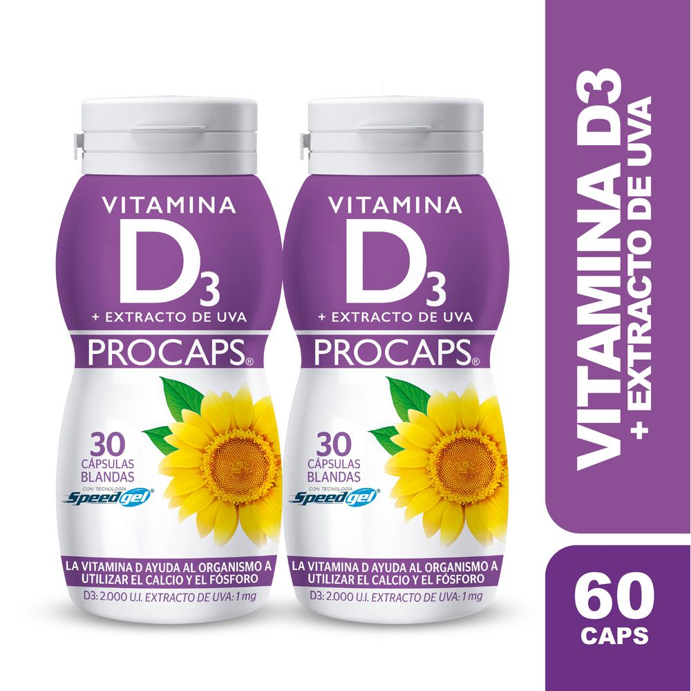 Vitamina D3 PROCAPS OTC con extracto de uvas cápsulas (60  und)