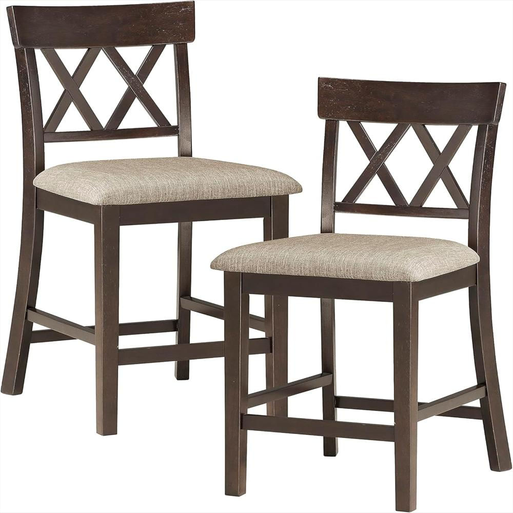 Taburete Lexicon Tapizado Acolchado Madera Maciza 64.77 Cm Altura De Mostrador