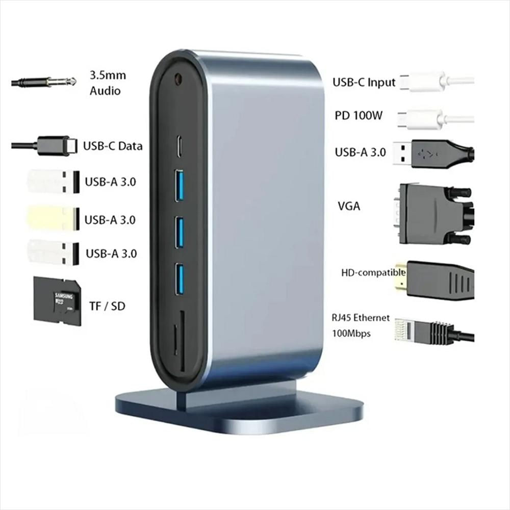Hub Usb Tipo C 12 En 1 Con Hdmi 4K, Rj45 Y Usb 3.0 img #2