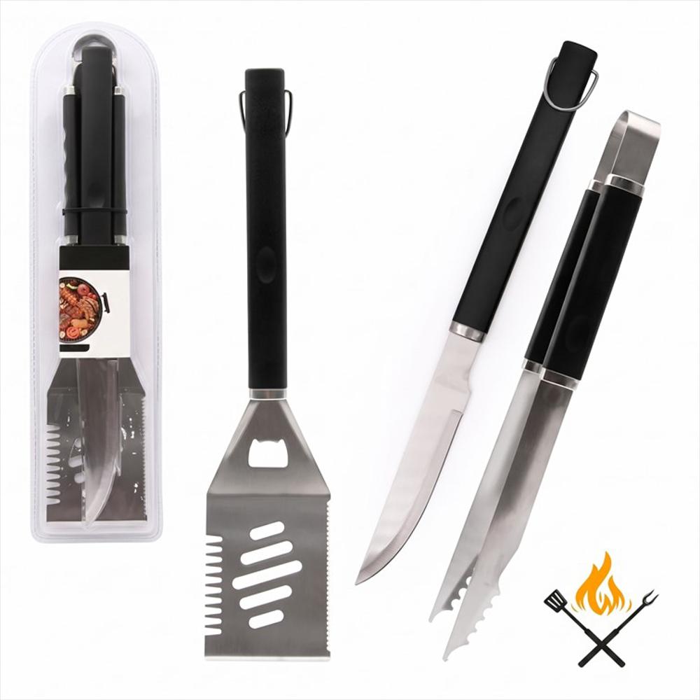 Set X3 Piezas Utensilios Bbq Espatula + Tenedor + Cuchillo img #1