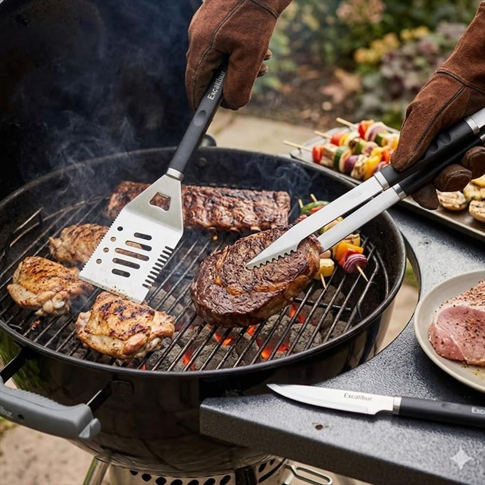 Set X3 Piezas Utensilios Bbq Espatula + Tenedor + Cuchillo img #3