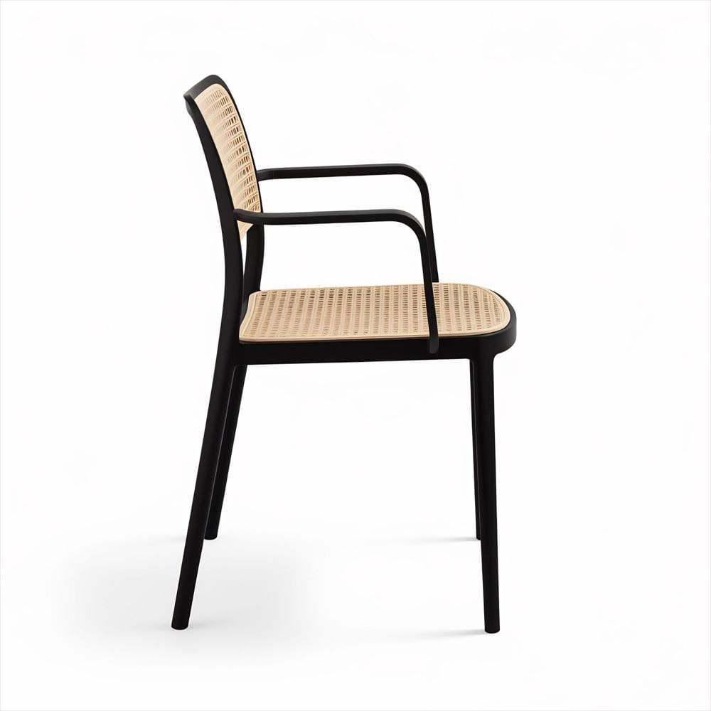 Silla Solea En Polipropileno Cuadrada Color Negro Con Brazos img #3