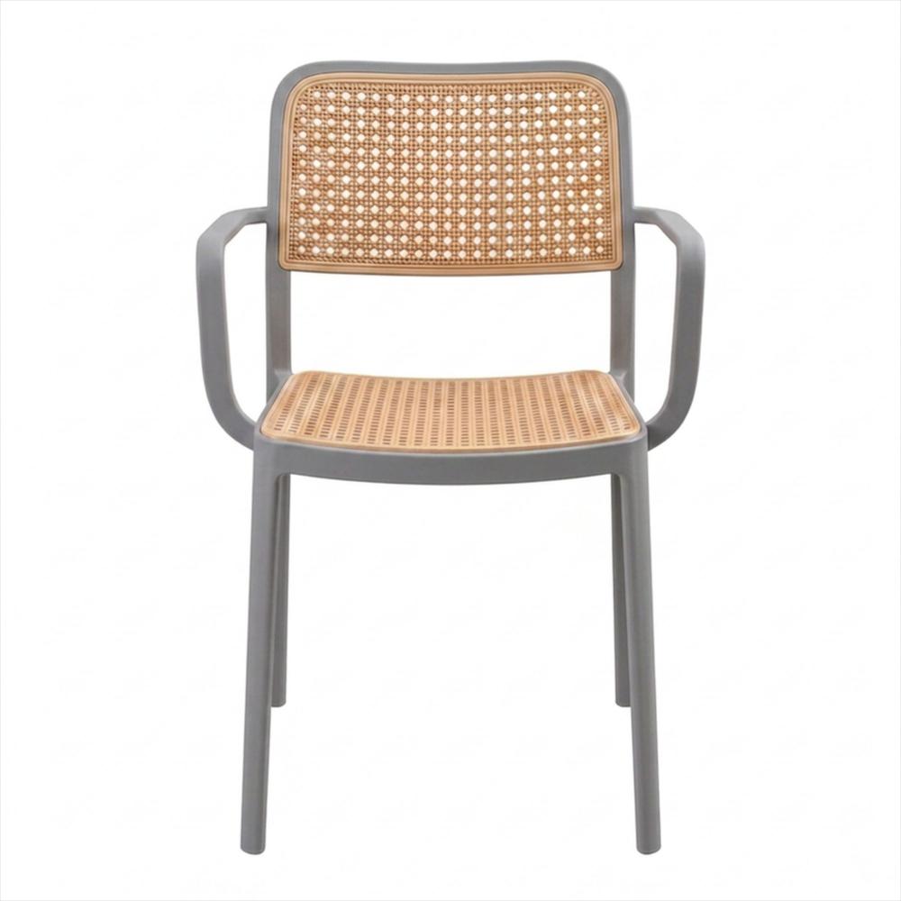 Silla Solea En Polipropileno Cuadrada Color Gris Con Brazos img #1