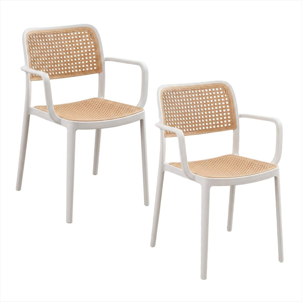 Set X2 Sillas Solea En Polipropileno Cuadrada Color Blanco Con Brazos img #1