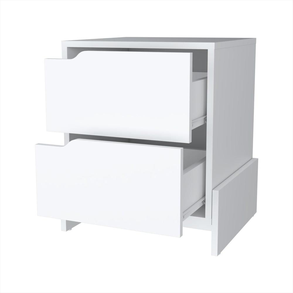 Mesa De Noche Luss Blanco 43X51cm Con Dos Cajones img #2