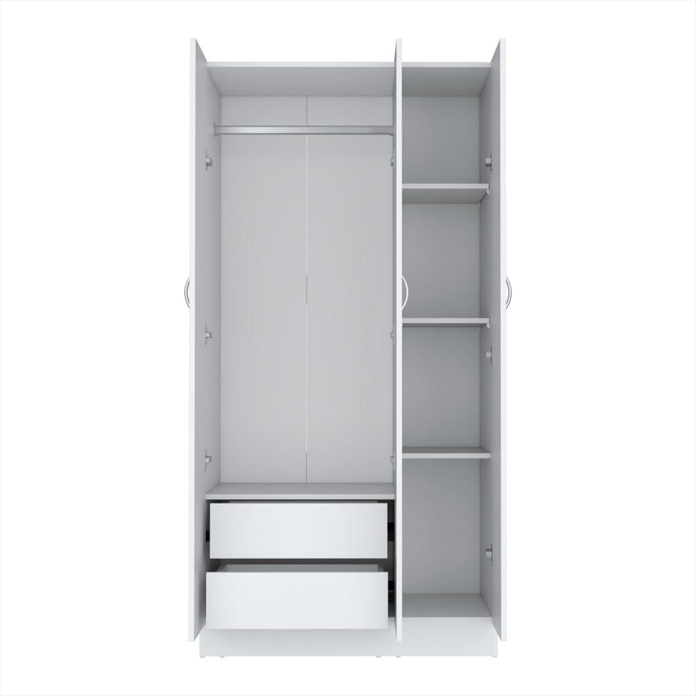 Closet Luna Blanco 90 Cm Con Tres Puertas Y Dos Cajones img #3