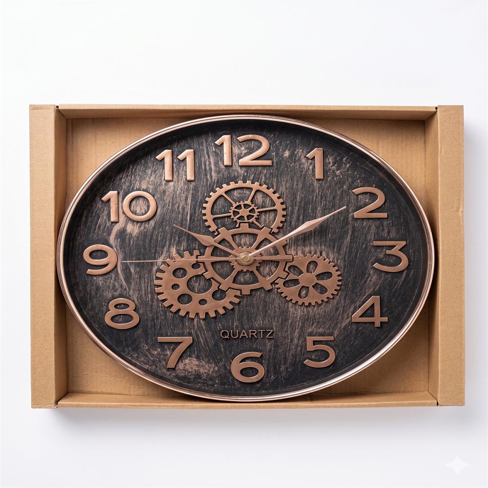 Reloj De Pared Vintage Industrial Engranajes Decorativo img #2
