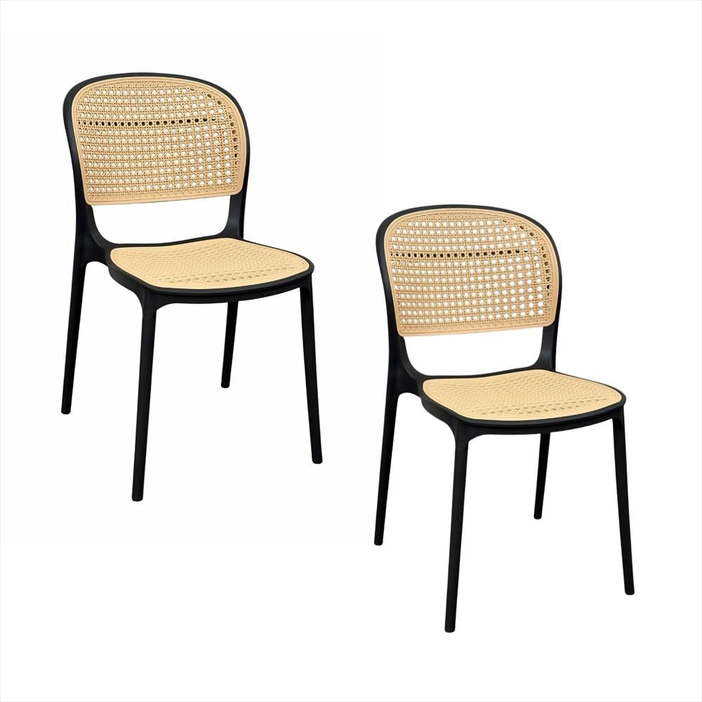 Set X2 Sillas Viena Tipo Mimbre Color Negro img #1