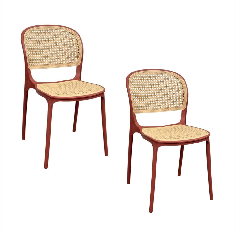 Set X2 Sillas Viena Tipo Mimbre Color Rojo img #1