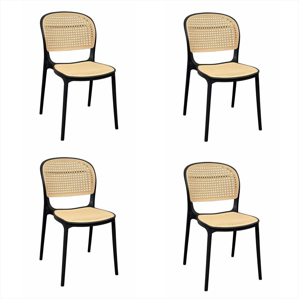 Set X4 Sillas Viena Tipo Mimbre Color Negro img #1