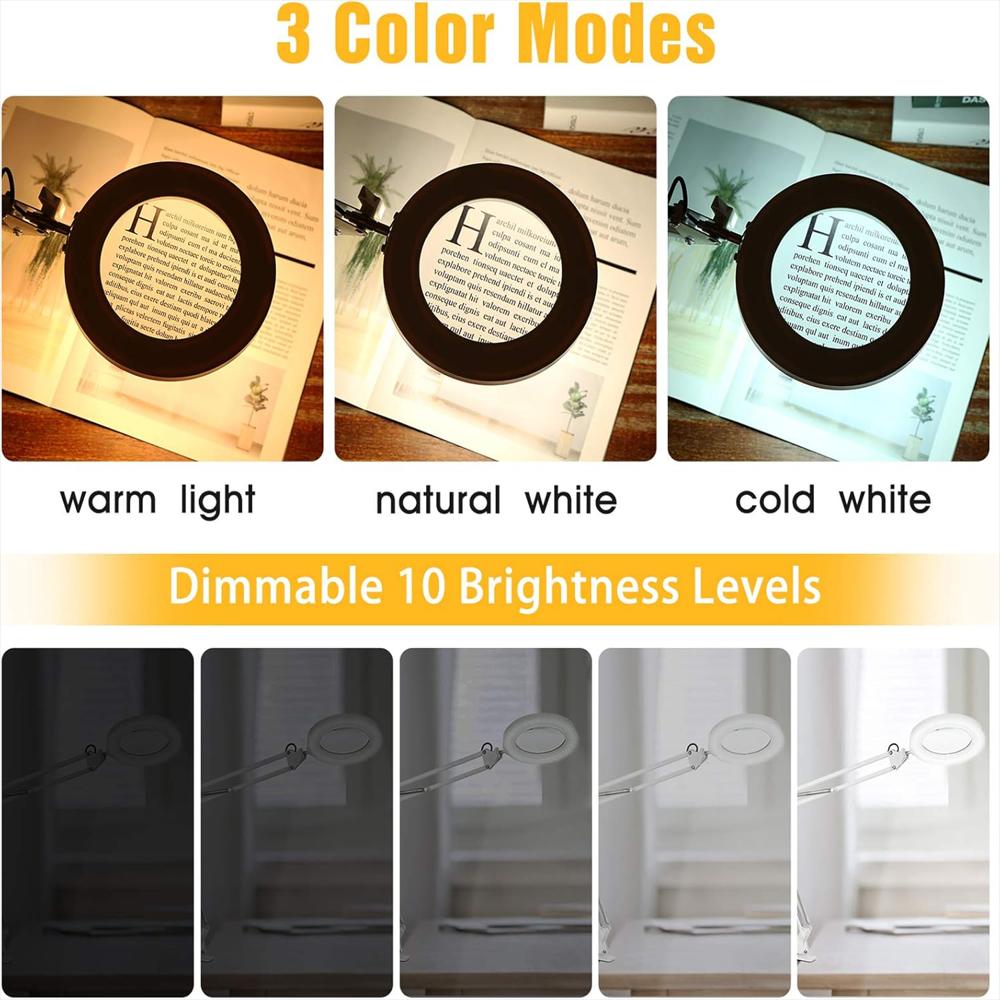 Lámpara Led Tomshine De Escritorio Con Lupa 8X 64 Led 3 Modos De Color Regulable img #3