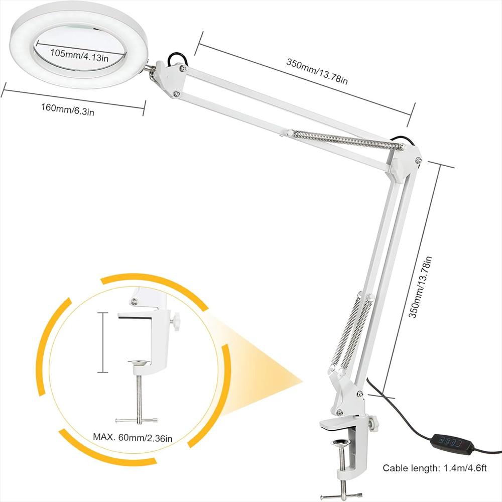 Lámpara Led Tomshine De Escritorio Con Lupa 8X 64 Led 3 Modos De Color Regulable img #4