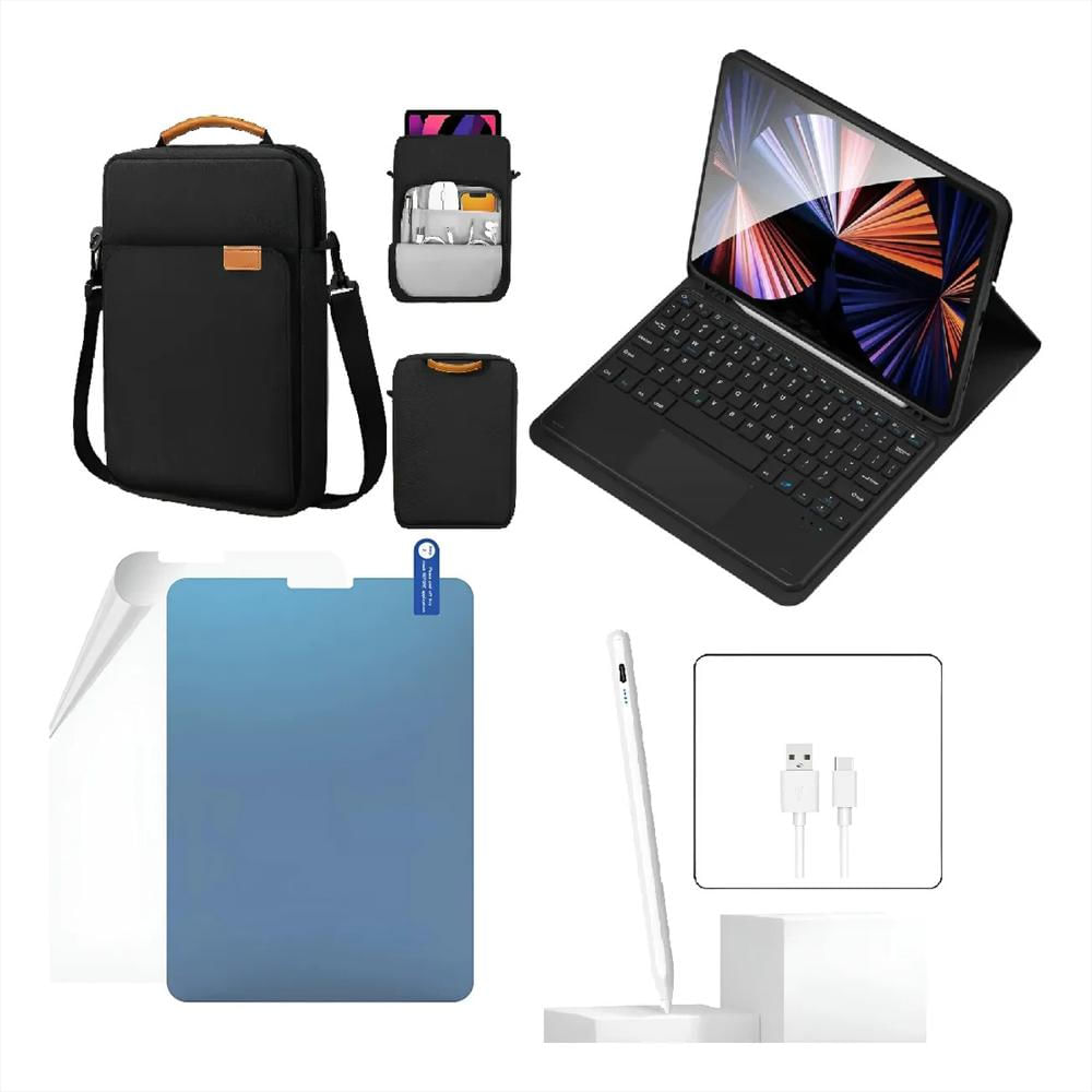Estuche Teclado Trackpad Para Ipad A16 2025 Negro+Bolso+Paperlike+Lapiz img #1