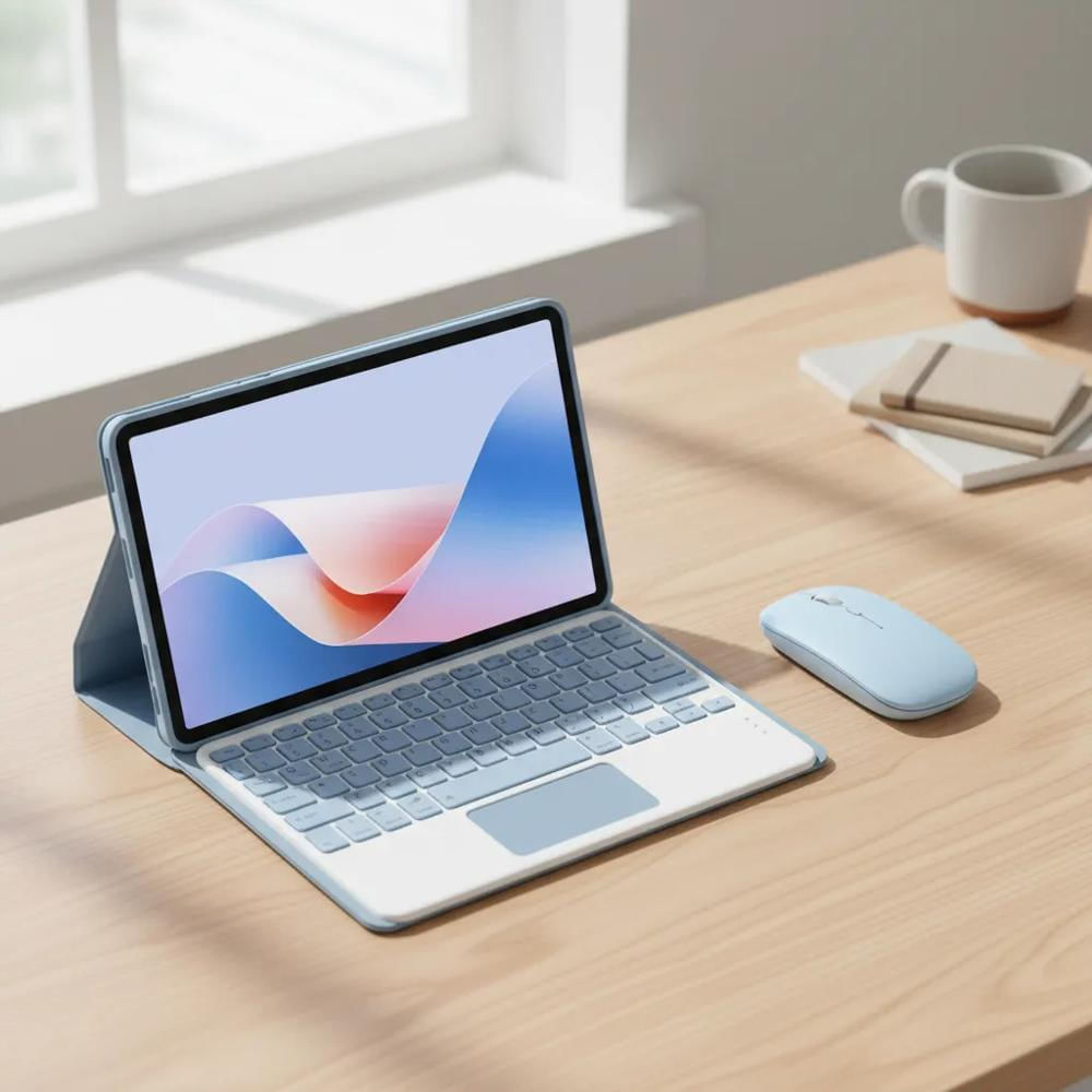 Estuche Teclado Trackpad Para Ipad Air 11 Chip M2 2024 Azul+Mouse img #2