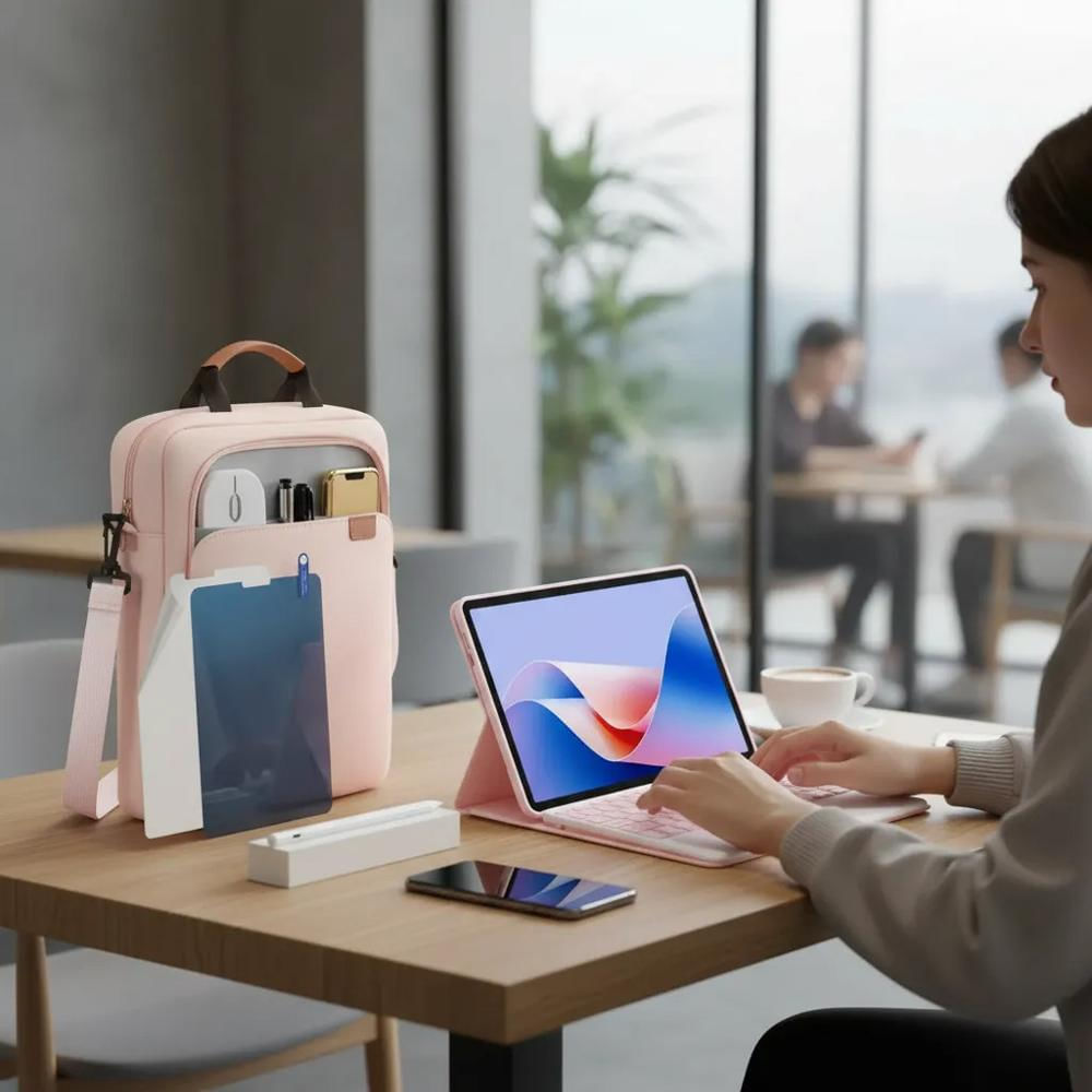 Estuche Teclao Trackpad Para Ipad A16 2025 Rosa+Bolso+Paperlike+Lapiz img #3