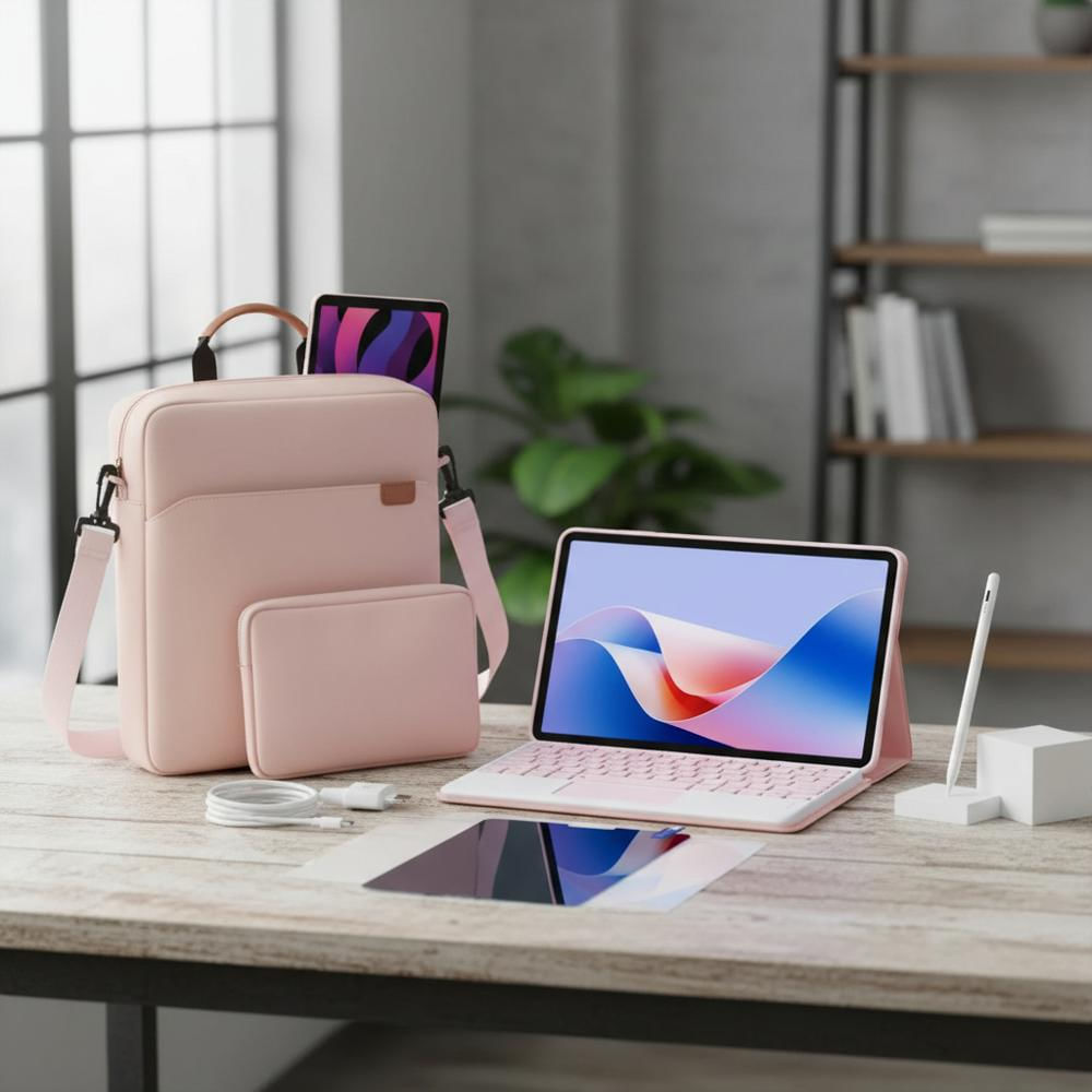Estuche Teclao Trackpad Para Ipad A16 2025 Rosa+Bolso+Paperlike+Lapiz img #5