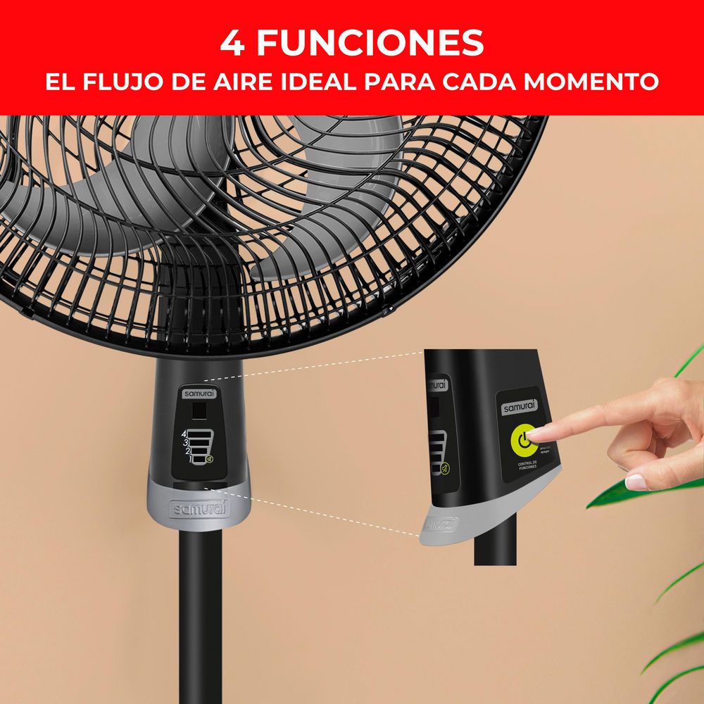 Ventilador De Piso SAMURAI Super Force Touch Pedestal VE7731I2 Negro img #2