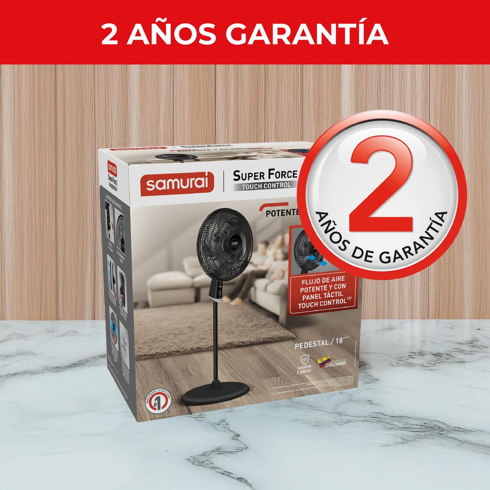 Ventilador De Piso SAMURAI Super Force Touch Pedestal VE7731I2 Negro img #7