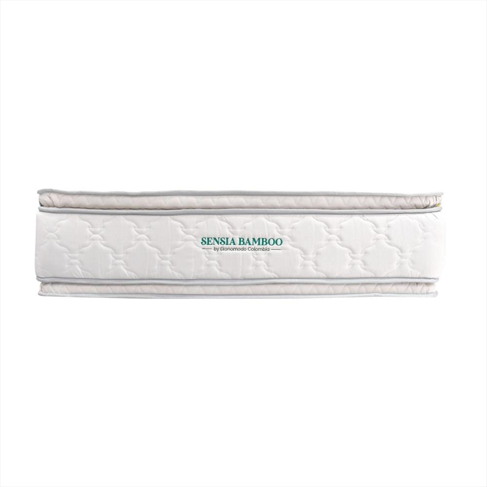 Combo Colchon Premium King Sensia Bamboo Con Dos Pillow + Base Cama Gris 200 X 200 img #4