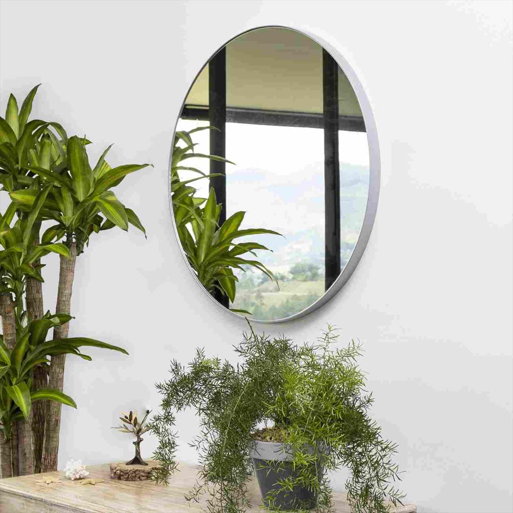 Espejo De Pared Plata 120X120cm Redondo Con Marco Metalico img #2