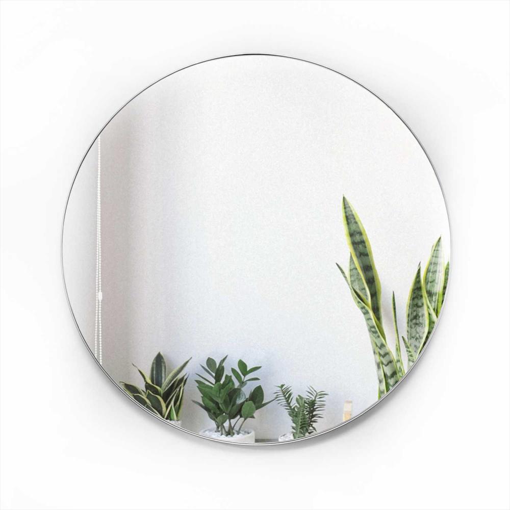 Espejo De Pared Plata 50X50cm Redondo Con Marco Metalico img #1