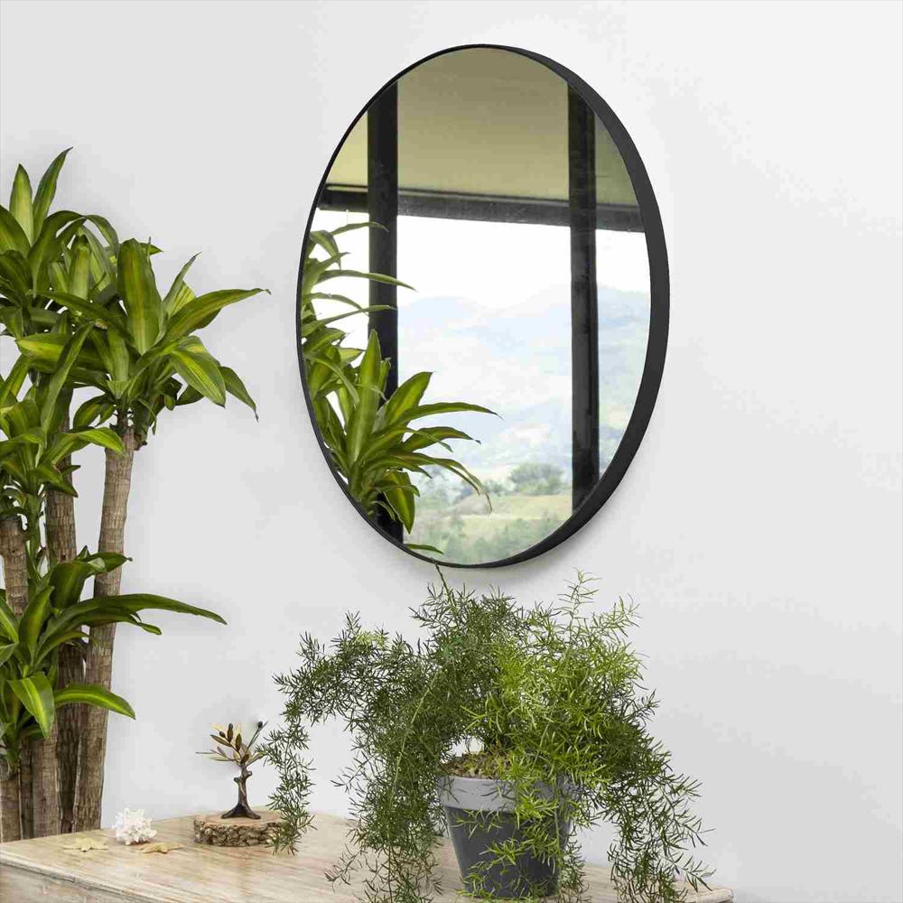 Espejo De Pared Negro 90X90cm Redondo Con Marco Metalico img #2