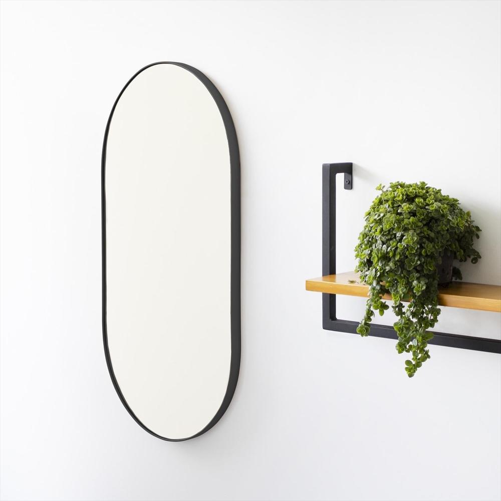 Espejo De Pared Negro 30X60cm Ovalado Con Marco Metalico img #2
