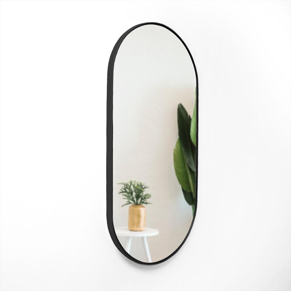 Espejo De Pared Negro 30X60cm Ovalado Con Marco Metalico img #3