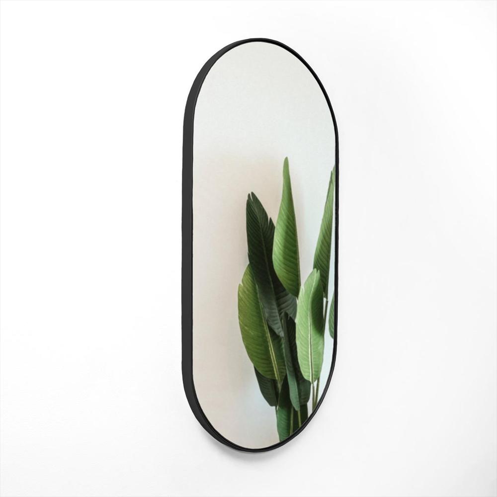 Espejo De Pared Negro 40X80cm Ovalado Con Marco Metalico img #3