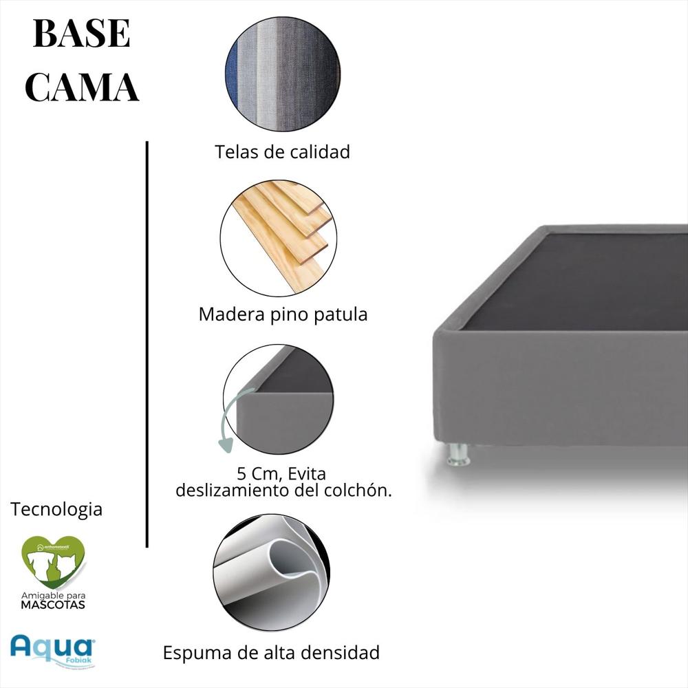 Combo Colchon Semiortopedico King Quartz Flexia + Base Cama Gris 200 X 200 img #5