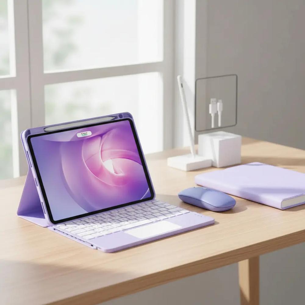 Estuche Teclado Trackpad Para Xiaomi Redmi Pad 2 Lila+Mouse+Lapiz img #3