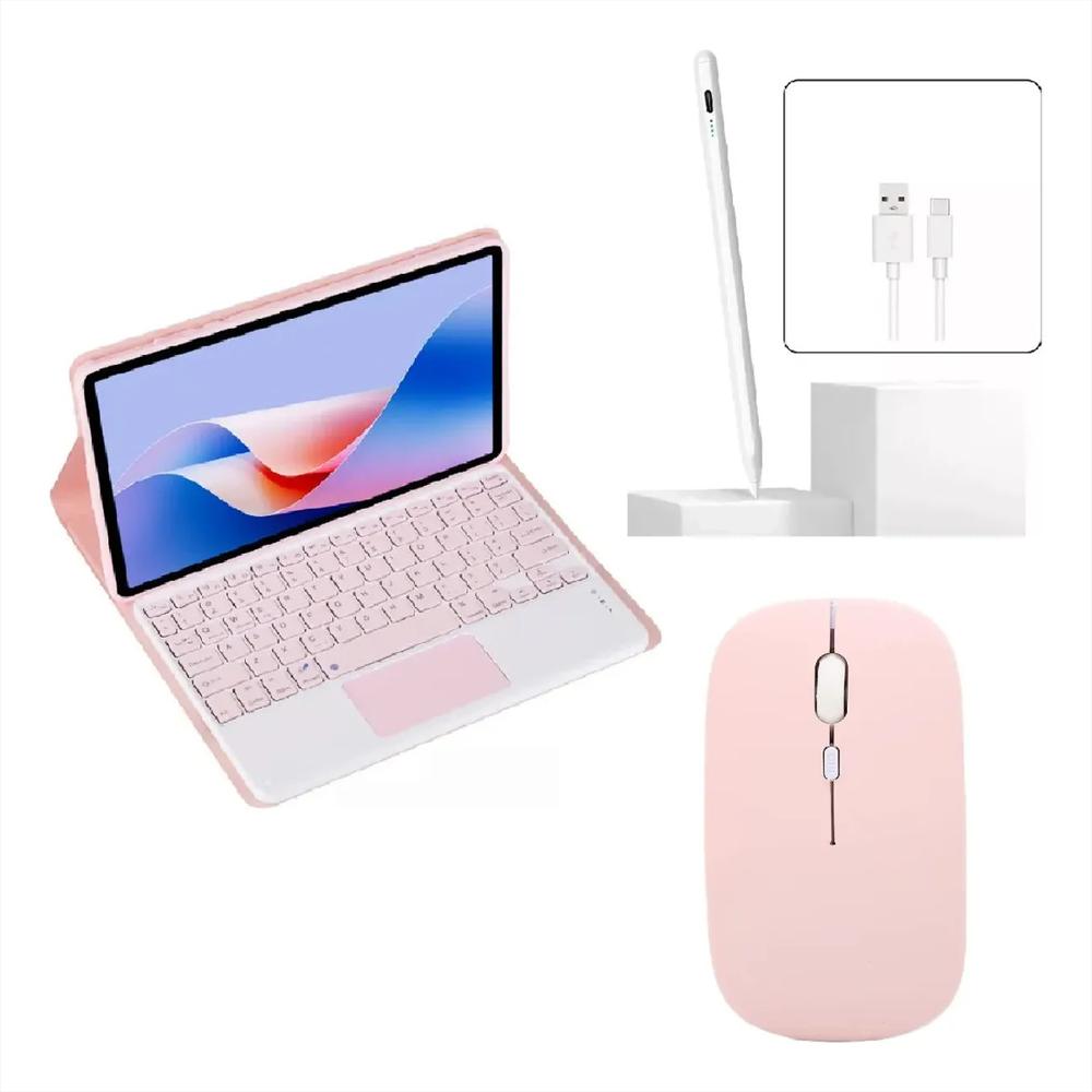 Estuche Teclado Trackpad Para Ipad A16 2025 Rosa +Mouse+Lapiz img #1
