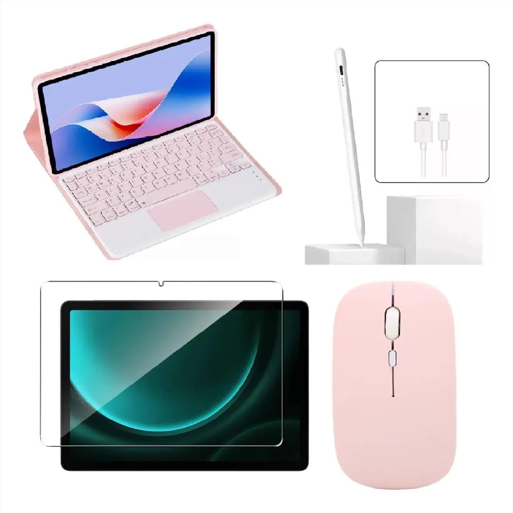 Estuche Tecladio Trackpad Para Ipad A16 2025 Rosa+Vidrio+Mouse+Lapiz img #1