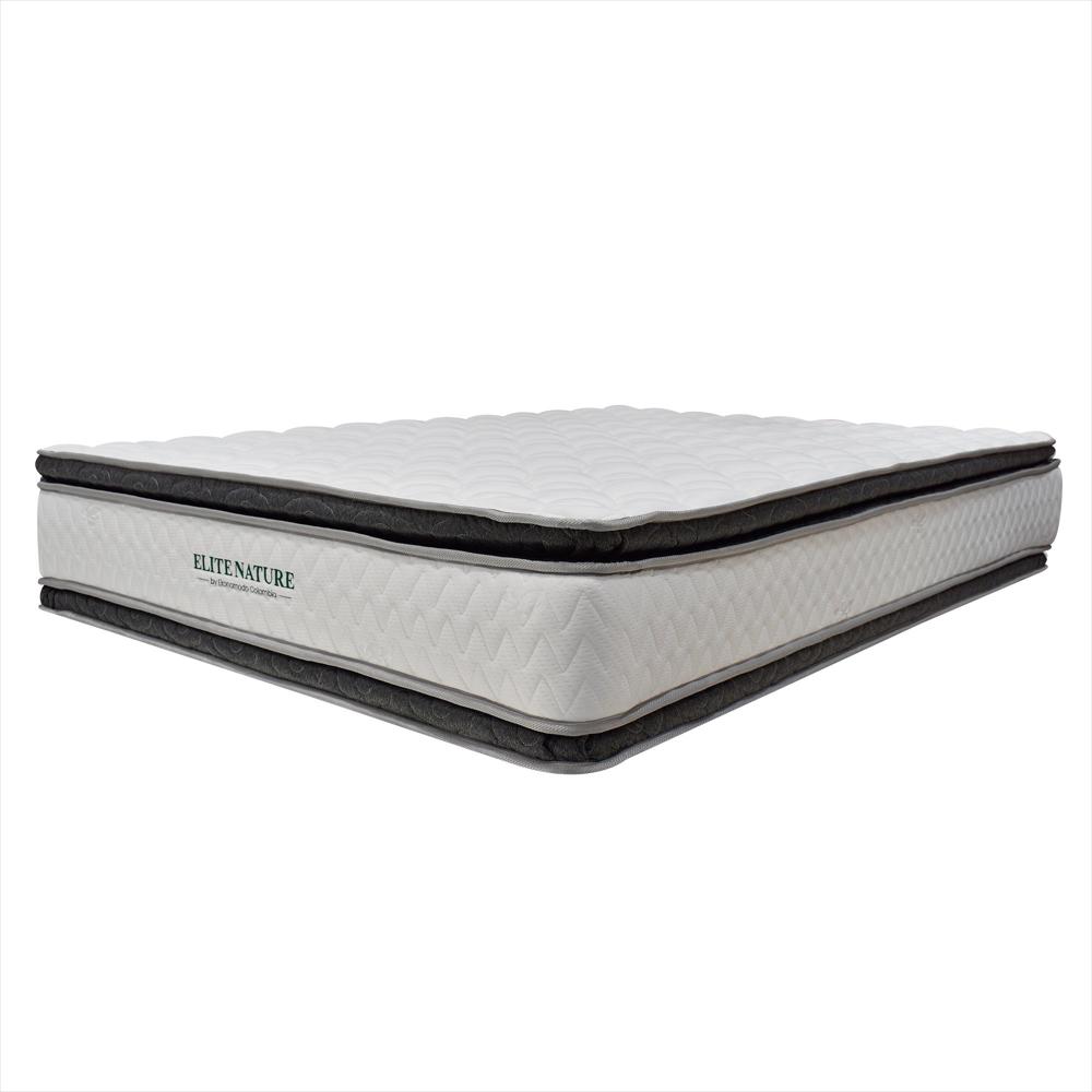 Combo Colchon Semiortopedico King Elite Nature Con Dos Pillow + Base Cama Gris 200 X 200 img #2