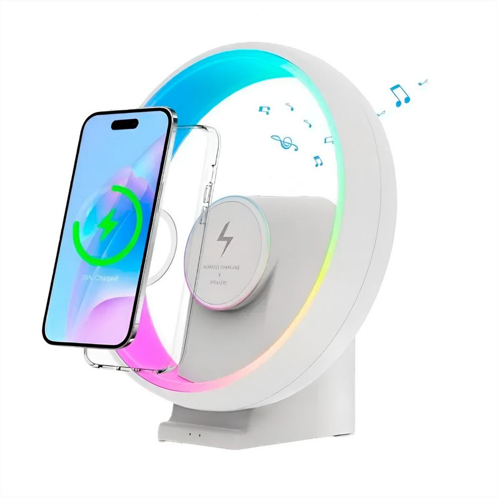 Lámpara Parlante Bluetooth Con Cargador Inalámbrico Rgb img #1