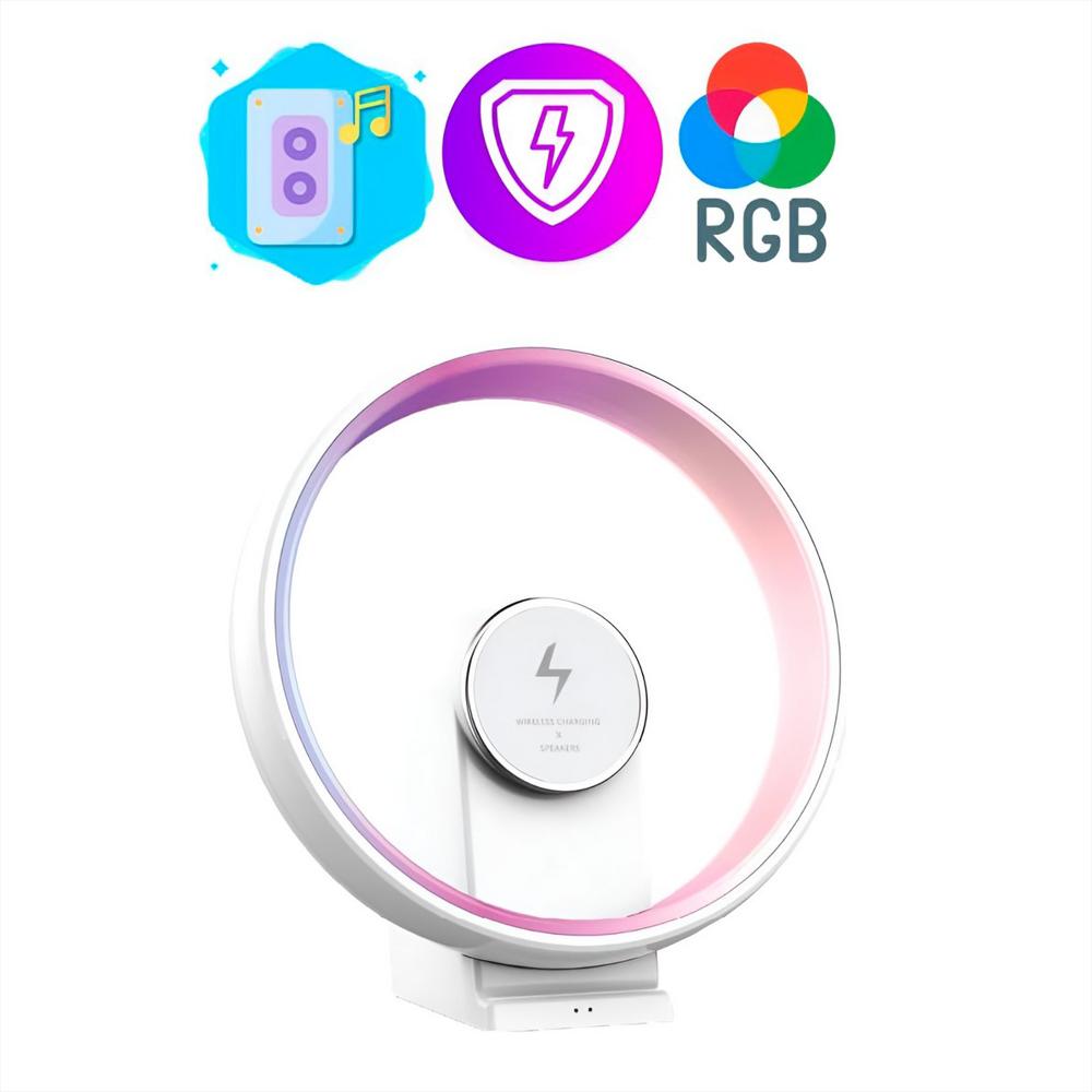 Lámpara Parlante Bluetooth Con Cargador Inalámbrico Rgb img #3