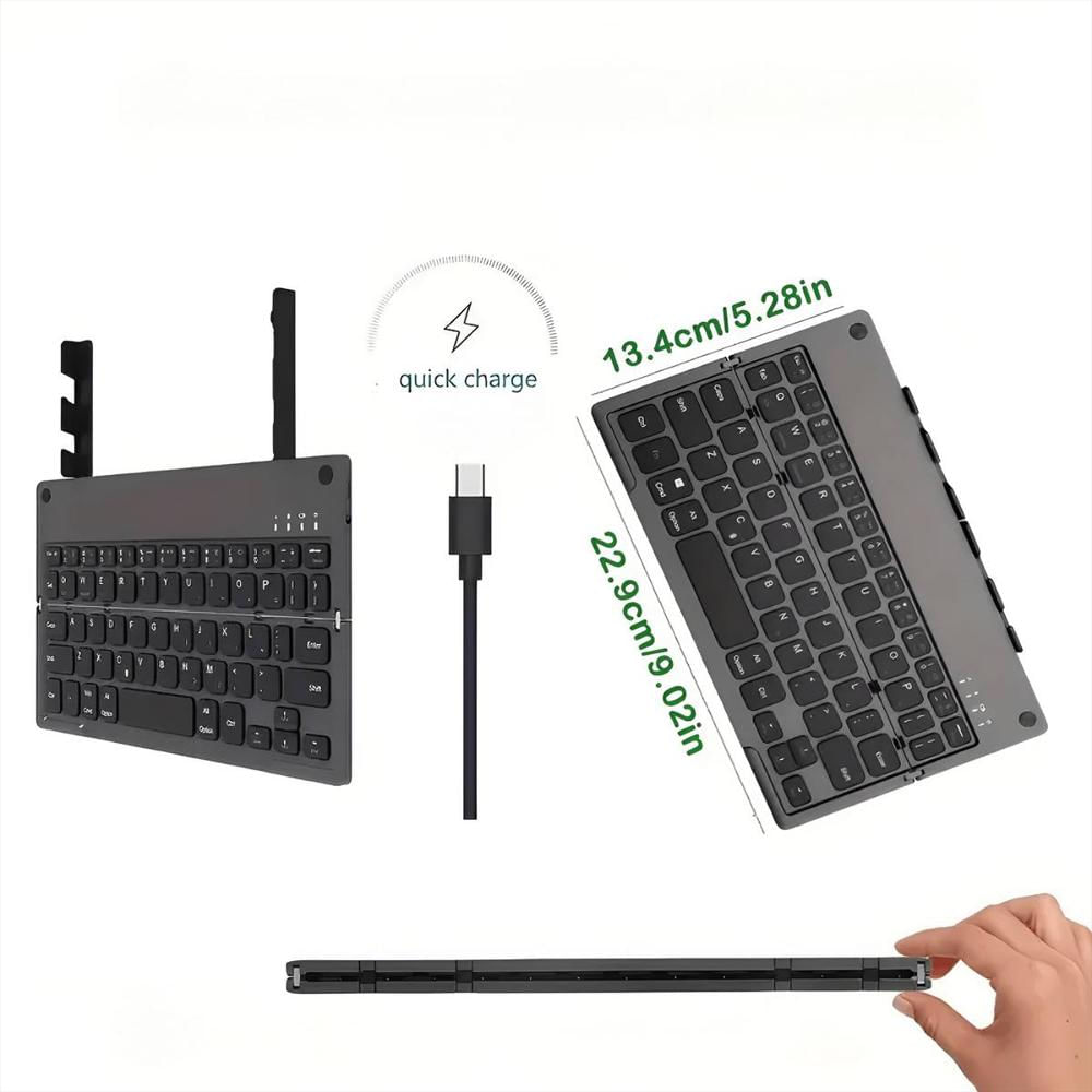 Teclado Plegable Bluetooth Soporte Celular Tablet Recargable img #2