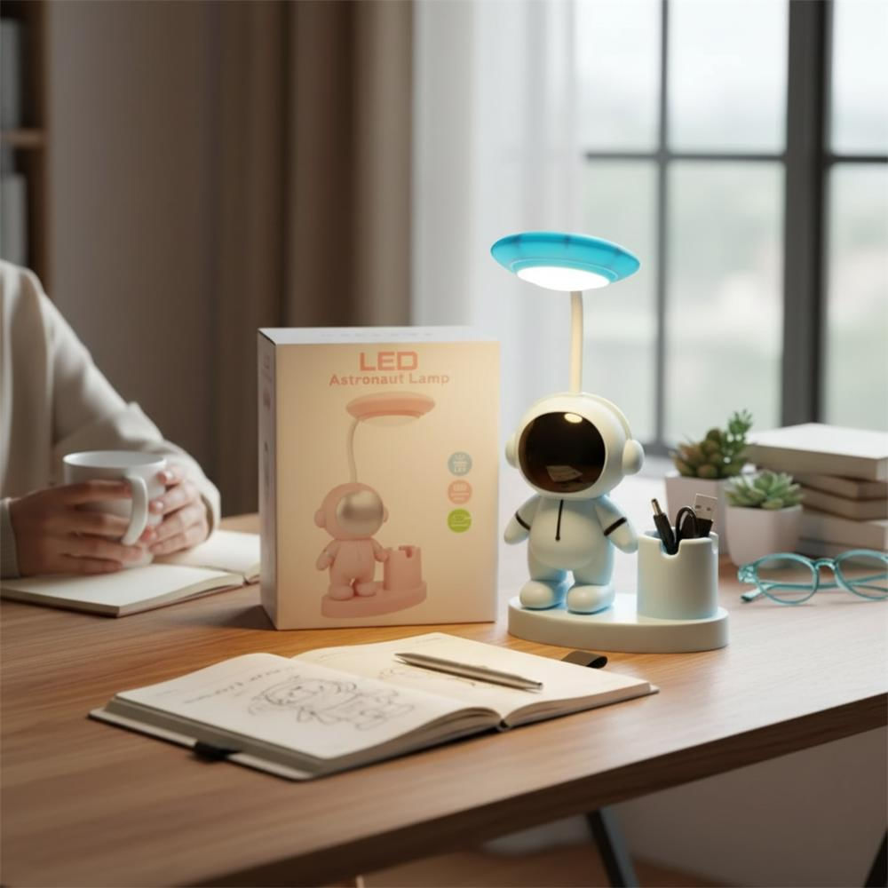 Lámpara Led Astronauta Azul Con Portalápices img #3