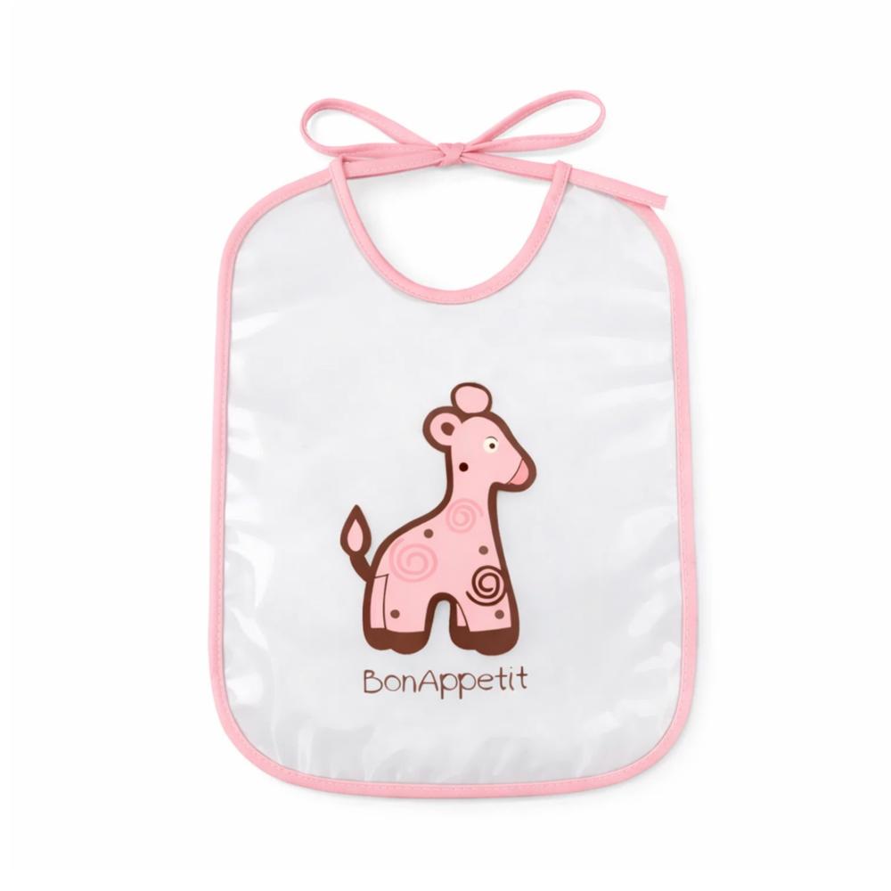 Babero Impermeable Para Bebé Con Diseño De Jirafa Rosa, Ajustable Y Fácil De Limpiar img #1