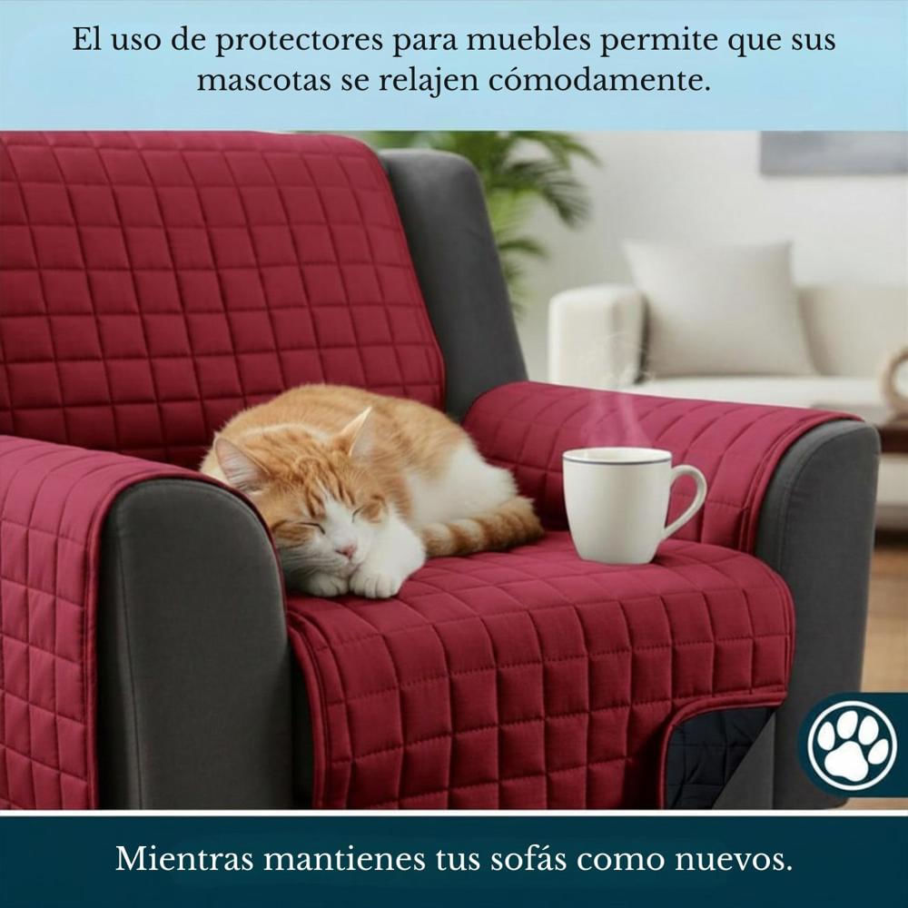 Protector De Sofa Unicolor Acolchado Doble Faz Vino T Negro img #2