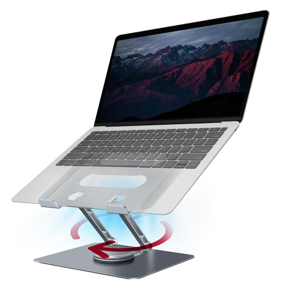Soporte Base Acero Inoxidable Para Computador Y Tablet 2 Brazo Ajustable Gris img #2