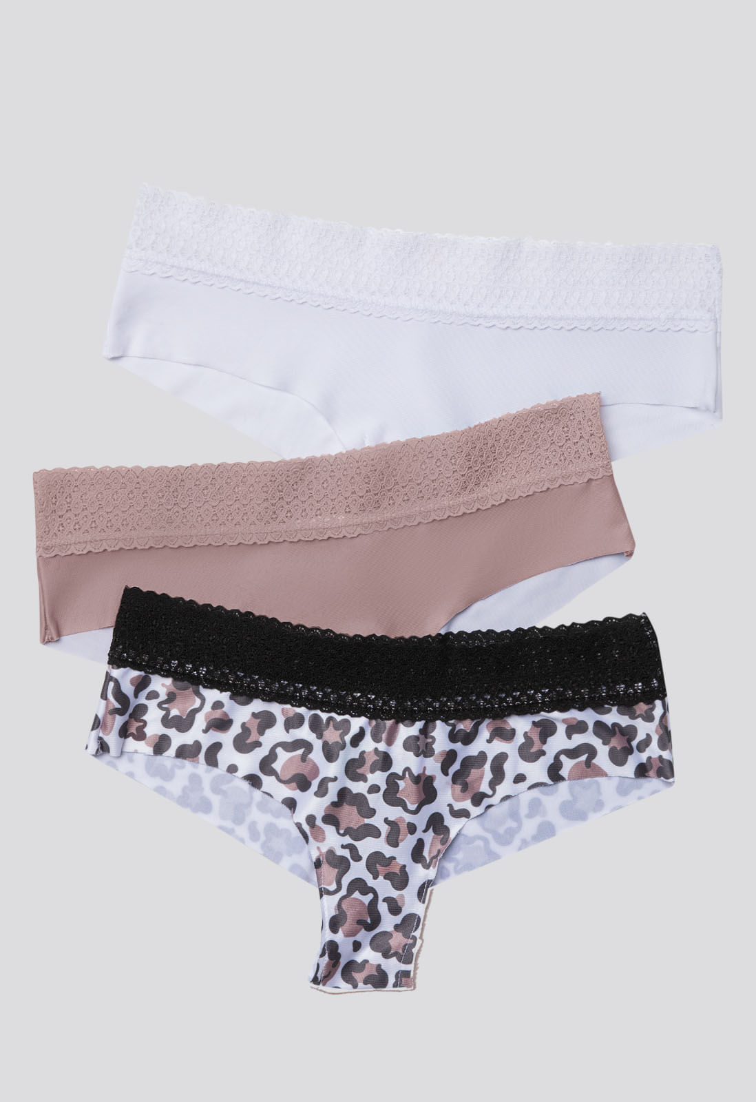Cachetero Paq X3 Mujer Rosa Malva/Blanco/Estampado FI 96631
